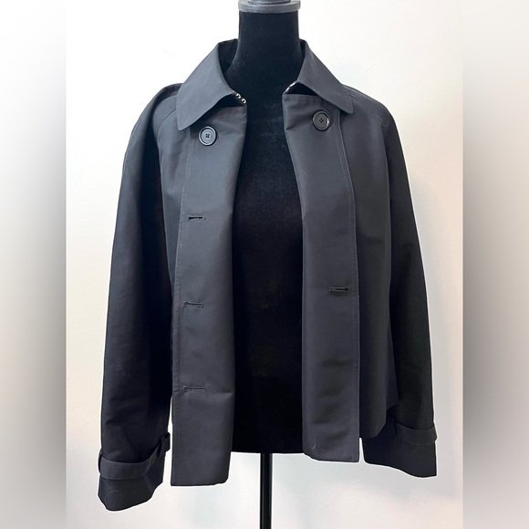 Lauren Ralph Lauren Women Black Cropped Button Front Raincoat Jacket Large P - Picture 6 of 11